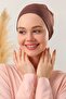 Women's Hijab Stitched Set Bonnet Brown 3 Pieces Tieable Combed Cotton Bonnet - 3