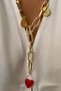 Lira And Heart Detail Long Gold Necklace - 2