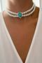 Drop Crystal Glass Pearl Choker Necklace