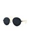 Women's Sunglasses Round Bridge Detailed Gold Frame Black Glass - 2