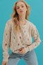 Light Beige Crew Neck Openwork and Embroidered Knitwear Sweater Alc-X9392 - 3