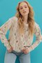Light Beige Crew Neck Openwork and Embroidered Knitwear Sweater Alc-X9392 - 5