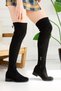 Daily Women's Knee-High Boots Over-the-Knee Suede Stretch Socks Zipper Low Heel Over-the-Knee Black Boots 177 - 5