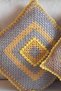 Hand Knitted - Brown and Yellow Throw Pillow Cover 2 Pieces - Without Inner Pillow - 2