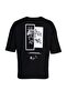 Siyah Oversize/Geniş Kesim Bisiklet Yaka Sırt Baskılı %100 Pamuk Kısa Kollu T-Shirt TMNSS21TS1223 - 6