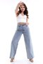 Braga Women's Blue High Waist Lycra Wide Leg Denim Jeans