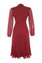 Burgundy Midi Lined High-Neck Woven Winter Dress Twoaw20El1313 - 8