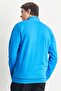 Men's Indigo Standard Fit Normal Cut Stand-Up Bato Collar Zippered Kangaroo Pocket Sweatshirt - 5