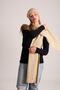 Women's Melange Soft Button Scarf Beanie Set Beige 23w505 - 2