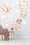 Cute Rabbits Flying with Watercolor Balloon Kids Room Wall Sticker Set - 3