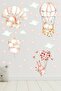 Cute Rabbits Flying with Watercolor Balloon Kids Room Wall Sticker Set - 6