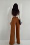 Daisy Gold Brown Pleated Women's Loose Fabric 90's Super High Loose Leg Palazzo Trousers - 4