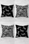 Zebra And Zebra Striped Combination Hidden Zippered Throw Pillow Cover Seat Pillow Cover Set(4pcs)