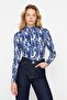 Navy Blue Printed Fitted High Neck Long Sleeve Sweater/Textured Knitted Blouse TWOAW22BZ0256 - 3