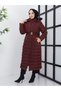 Women's Full Length Long Dense Fiber Hooded Fur Hijab Puffer Coat - 2