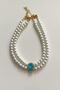 Drop Crystal Glass Pearl Choker Necklace - 4