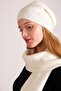 Women's Melange Soft Tuşe Scarf Beanie Set Ecru 23w505 - 3