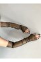 Black Long Tulle Fingerless Evening Gloves - 4
