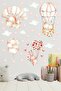 Cute Rabbits Flying with Watercolor Balloon Kids Room Wall Sticker Set - 2