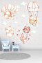 Cute Rabbits Flying with Watercolor Balloon Kids Room Wall Sticker Set - 4