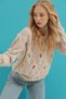 Light Beige Crew Neck Openwork and Embroidered Knitwear Sweater Alc-X9392 - 2