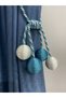 Modern Winding 4 Ball Braçol Cornice Tactical String Ceiling Curtain Accessory Petrol Blue & Cream