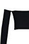 Black Fitted Super Crop Carmen Collar Ribbed Stretchy Knitted Blouse TWOAW23BZ00482 - 7