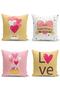 4-Piece Valentine's Day Concept Special Design Modern Combination Pillow and Pillow Cover Set