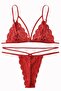 Women's Red Special Production Lace Bra Panty Set - 2