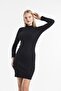 Women's Black Half Turtleneck Camisole Mini Dress - 2