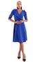 Crepe Fabric Princess Sleeve Design Double Breasted Collar Blue Dress 073 - 2