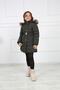 Girl's Khaki Plush Puffer Coat with Removable Belt - 5
