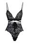Black Lace Rope Strap Binding Detailed Unwired Cupless Knitted Lingerie Set Thmaw22Au0202 - 7