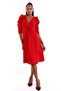 Crepe Fabric Princess Sleeve Design Double Breasted Collar Red Dress 073