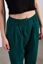 Green Darted Leg Elastic Trousers - 2