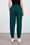 Green Darted Leg Elastic Trousers - 4