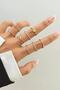 Set of 8 Design Minimal Rings 1528 Gold Color - 2