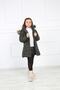 Girl's Khaki Plush Puffer Coat with Removable Belt - 6