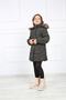 Girl's Khaki Plush Puffer Coat with Removable Belt - 8