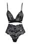 Black Lace Rope Strap Binding Detailed Unwired Cupless Knitted Lingerie Set Thmaw22Au0202 - 5