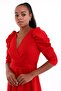 Crepe Fabric Princess Sleeve Design Double Breasted Collar Red Dress 073 - 4