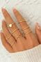 Set of 8 Design Minimal Rings 1528 Gold Color