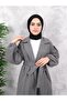 Belted Women's Hijab Coat with Gathered Sleeves - 6