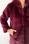 Women's Burgundy Lined Plush Hooded Fur Coat Coat Fur - 3