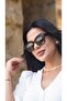نظارة شمسية نسائية بتصميم مستطيل، إطار جلد الفهد، زجاج بني