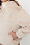 Ecru Oversize Molded Hooded Plush Jacket Coat Twoaw23Mo00301 - 4