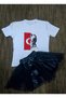 Girl's Double-Sided T-Shirt Ataturk And Turkish Flag And Dream Tutu Tulle Skirt