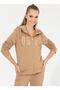 Hooded Collar Plain Brown Women's Sweatshirt Sw01-Sk022 - 2