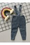 Indigo Color High Waist Front Cross Strap Adjustable Ribbed Baby Knitwear Leggings Trousers - 3