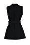 Black Belted Jacket Collar Woven Vest TCTAW23YL00014 - 8